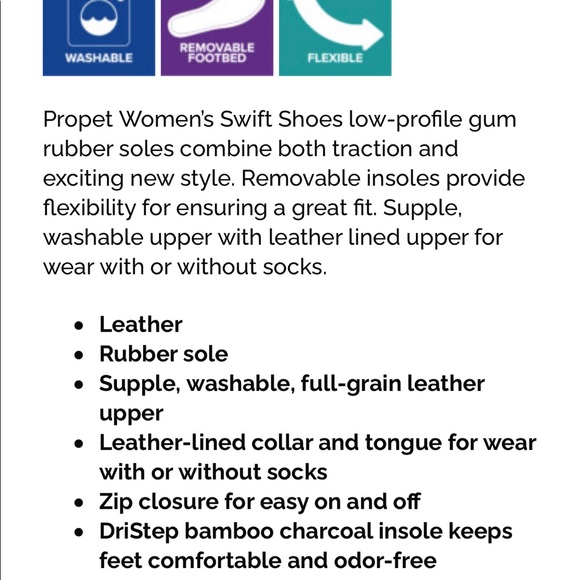 Propet 8 Wide 🆕 Washable Full Grain Leather Swift shoe zip closure washable - Picture 12 of 15